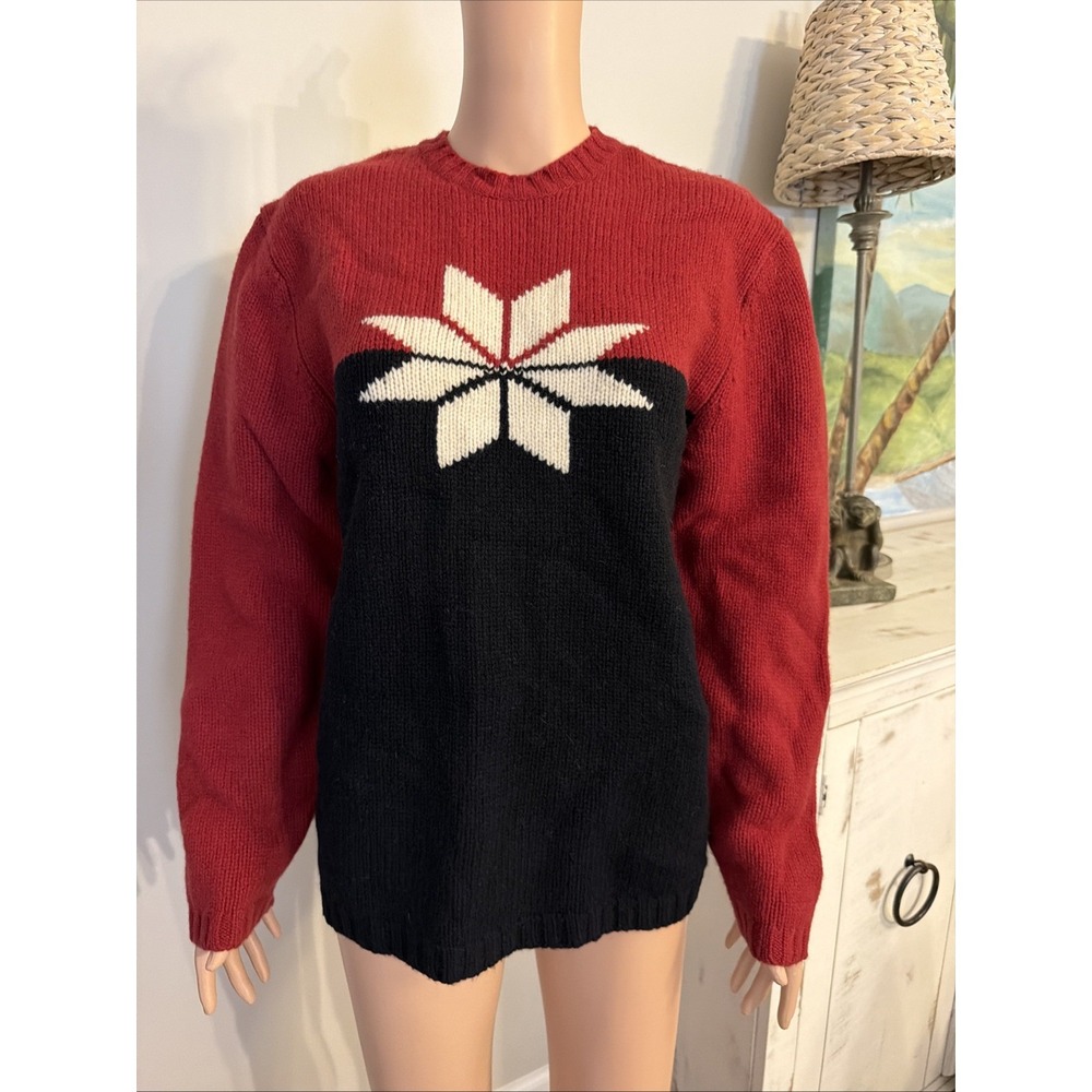 Old Navy Vintage Fair Isle Lambswool Black Red New Old Stock Tags Ski M